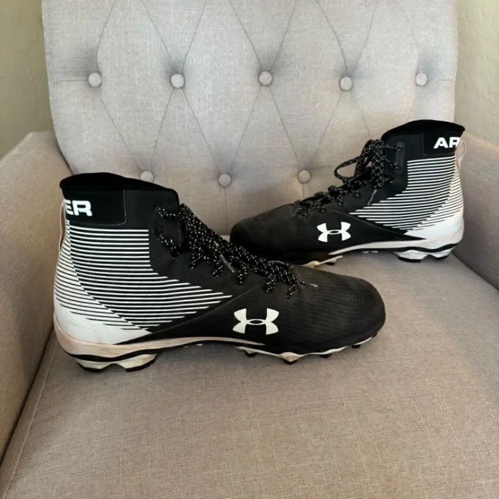 Under Armour UA Hammer D Football Cleats Black/White Size 12.5